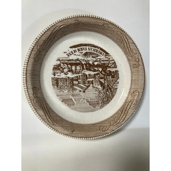 Jeannette Currier & Ives Pie Plate 10" Serving American Farm Scene Vintage - Picture 5 of 10